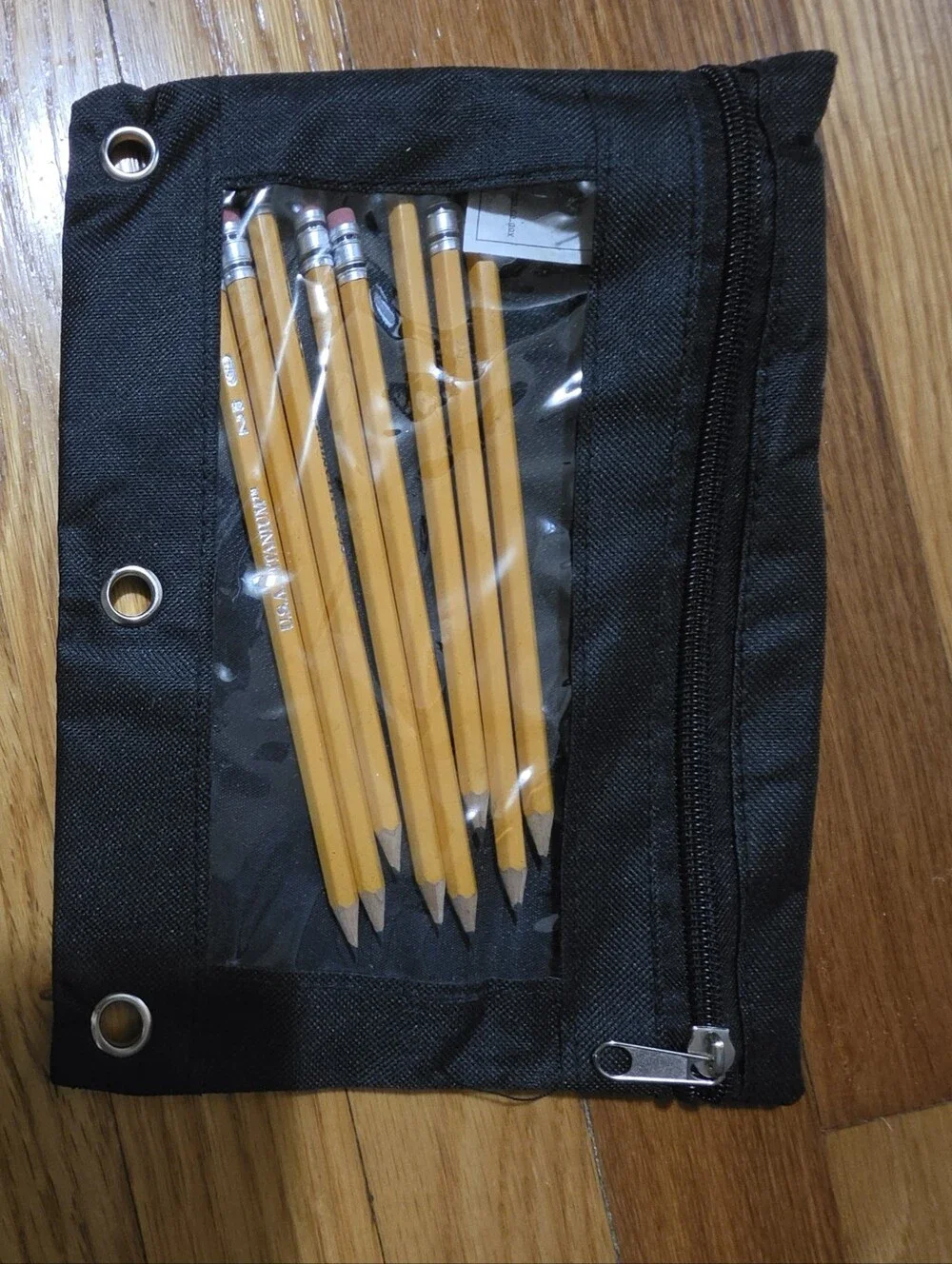 Set of Classic Yellow Woodcase Pencils in Black Canvas Holder